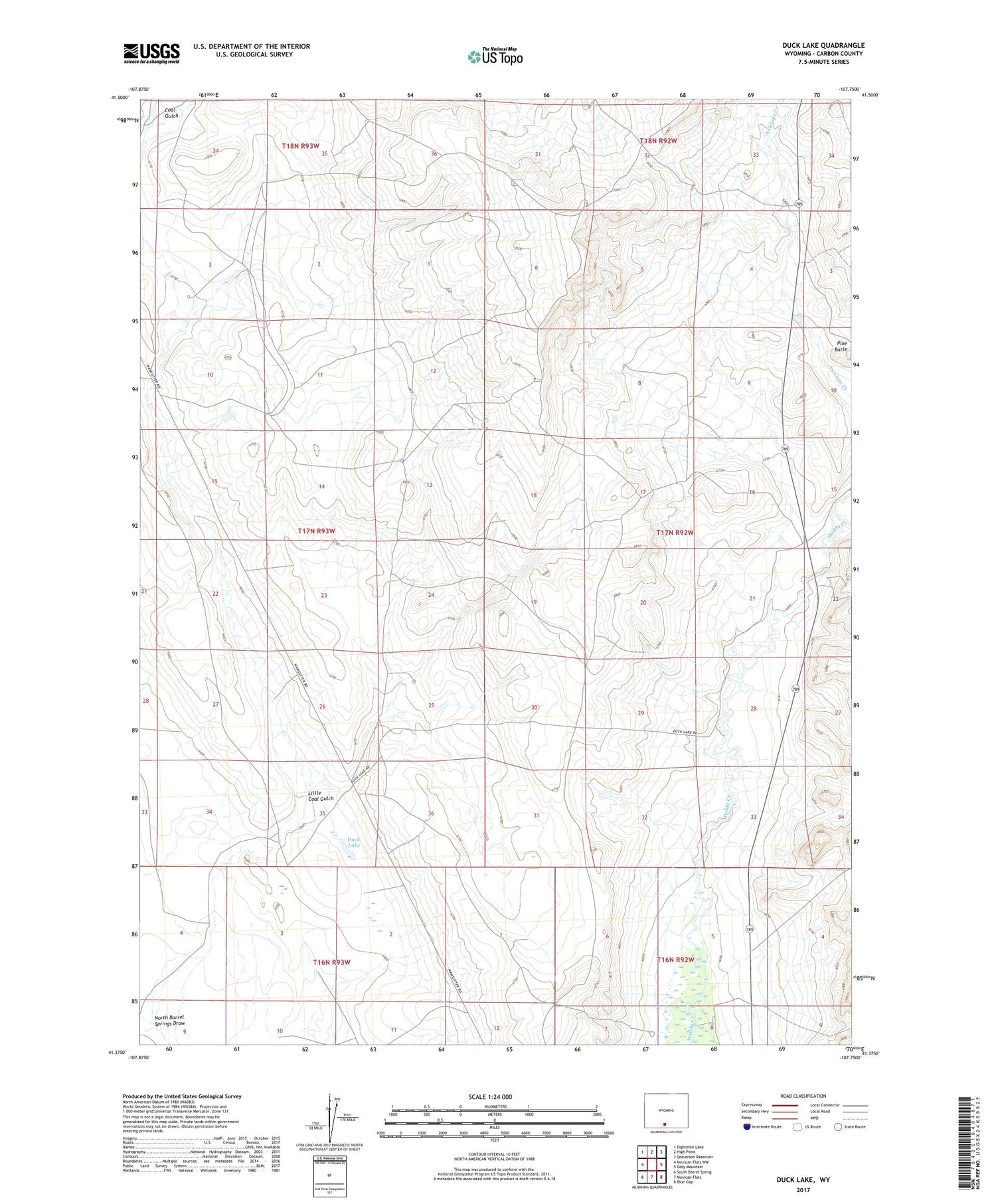 Duck Lake Wyoming US Topo Map Image