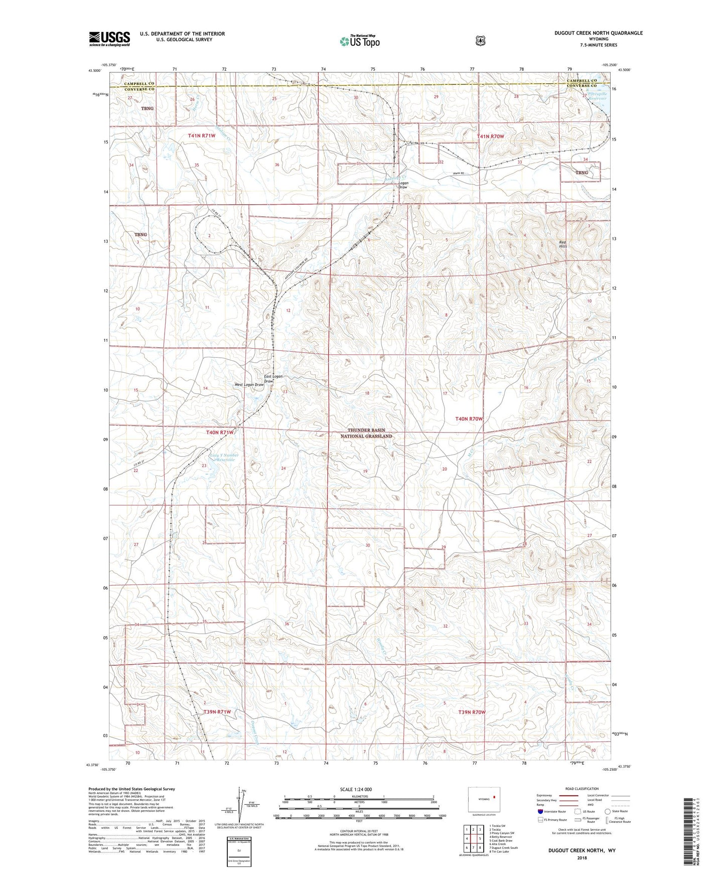 Dugout Creek North Wyoming US Topo Map Image