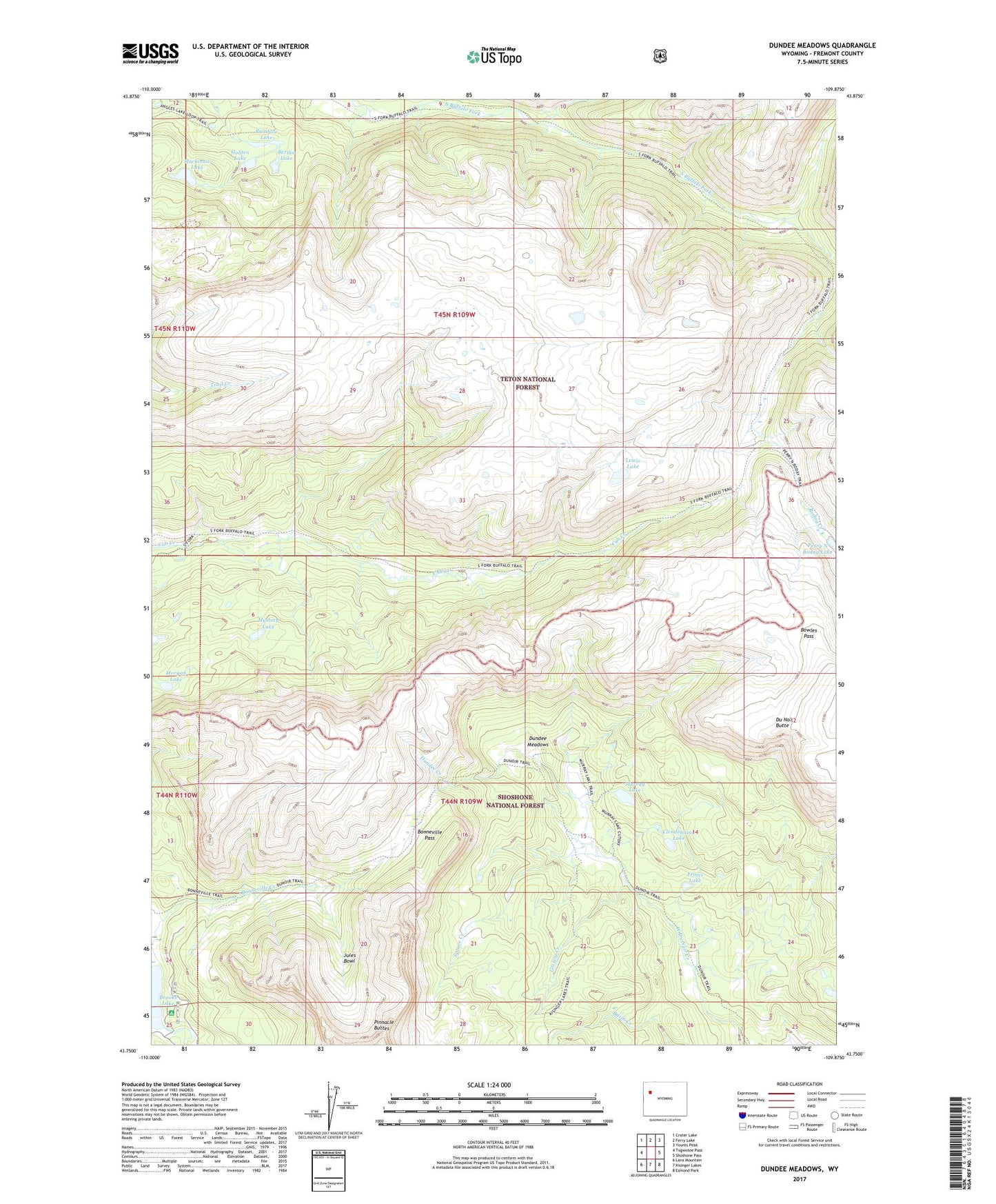 Dundee Meadows Wyoming US Topo Map Image