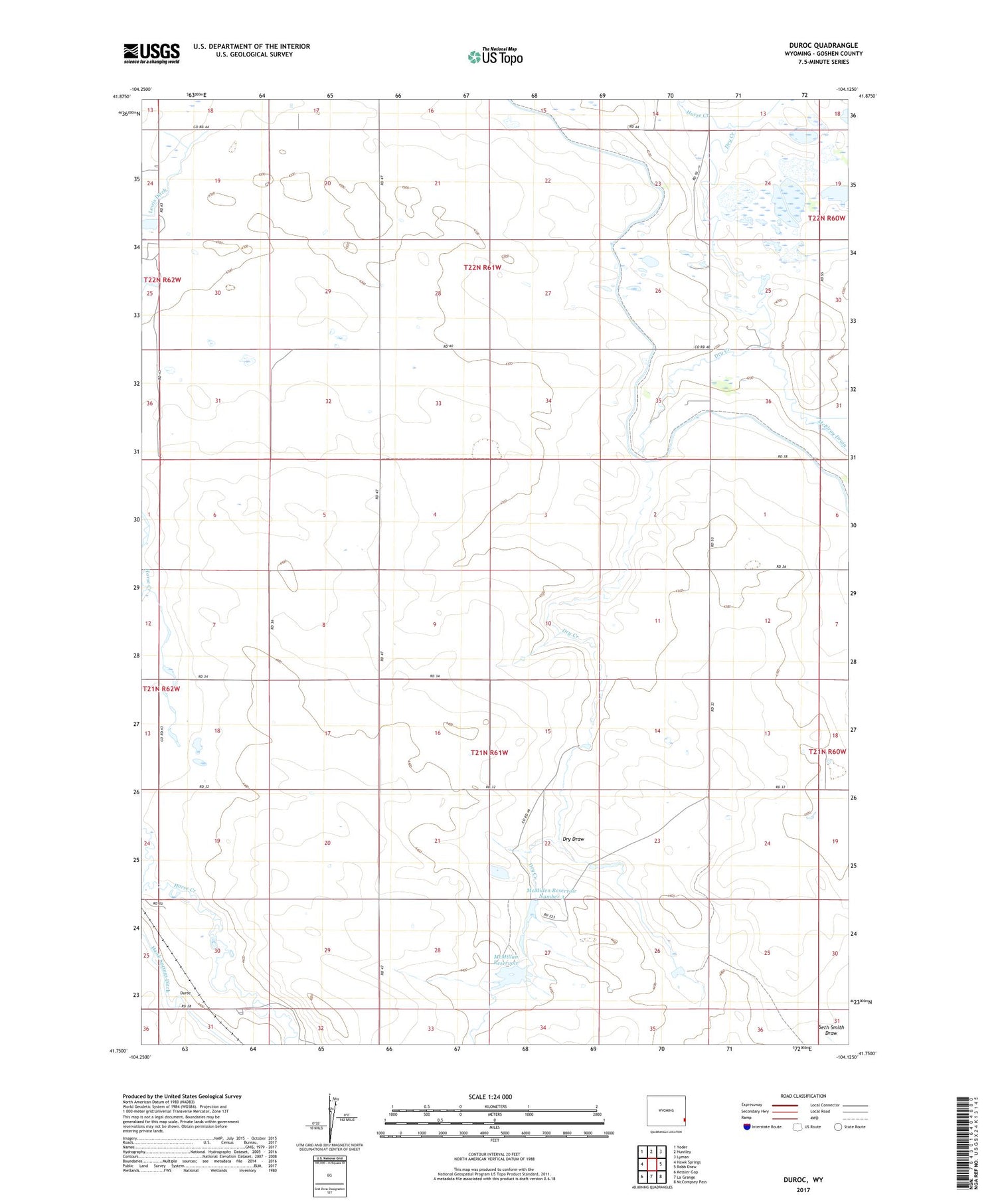 Duroc Wyoming US Topo Map Image