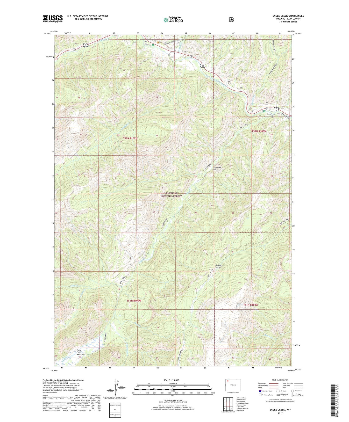 Eagle Creek Wyoming US Topo Map Image