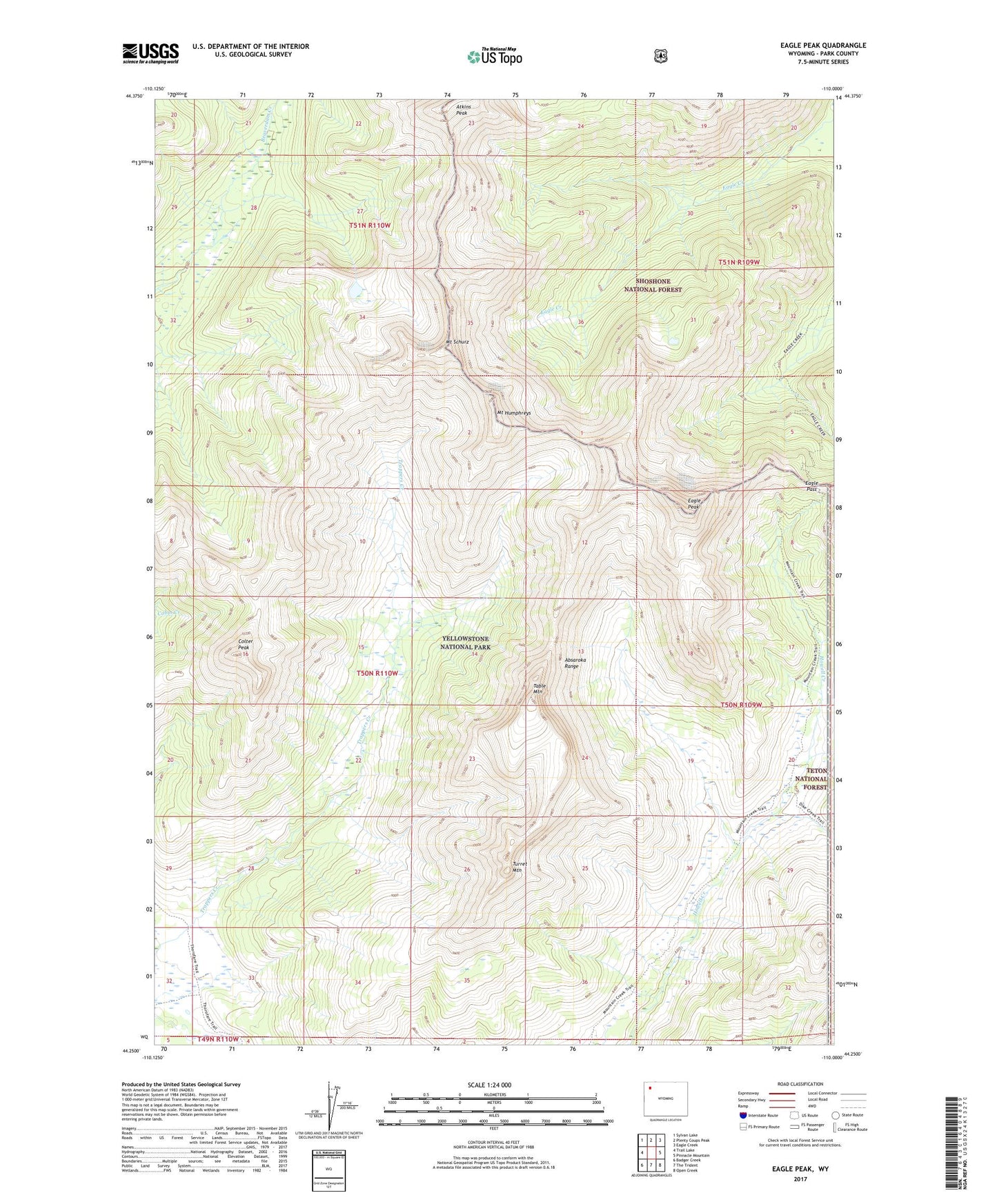 Eagle Peak Wyoming US Topo Map Image