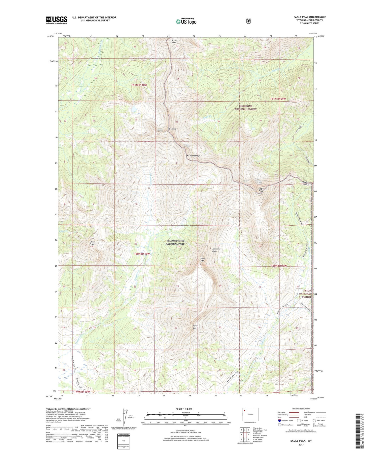 Eagle Peak Wyoming US Topo Map Image