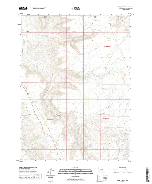 Earnest Butte Wyoming US Topo Map Image