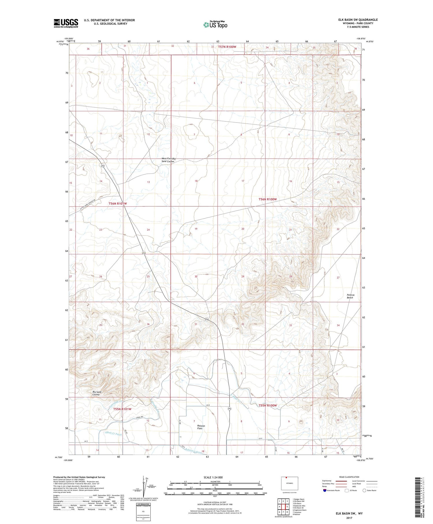 Elk Basin SW Wyoming US Topo Map Image