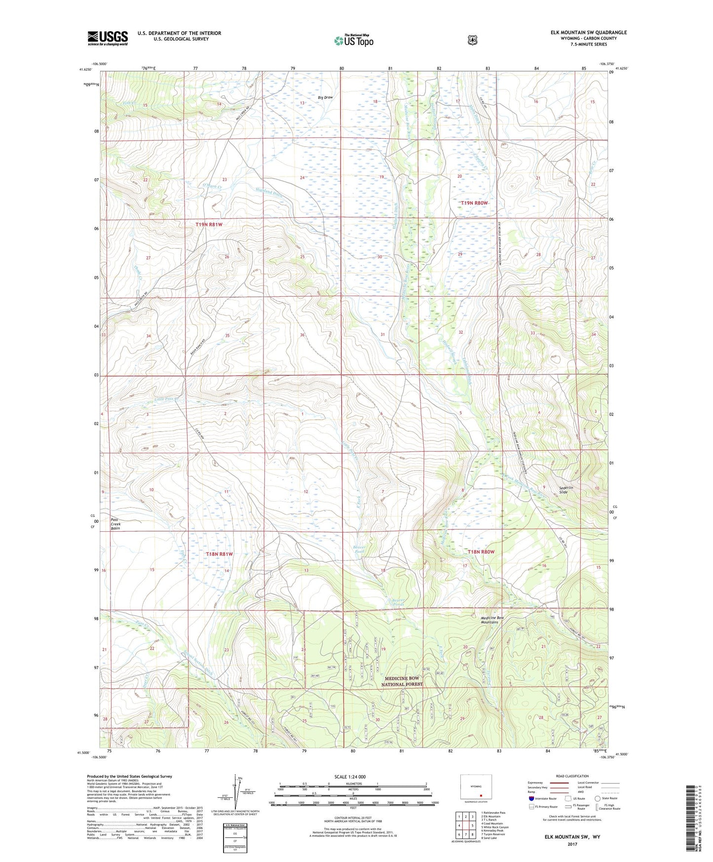 Elk Mountain SW Wyoming US Topo Map Image