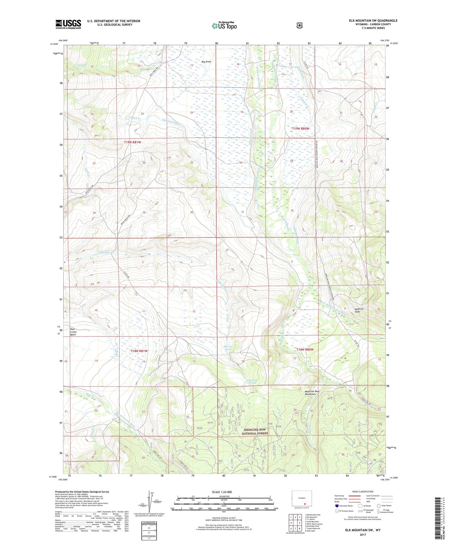 Elk Mountain SW Wyoming US Topo Map Image