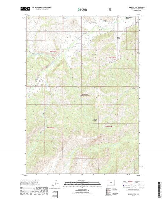 Elkhorn Peak Wyoming US Topo Map Image