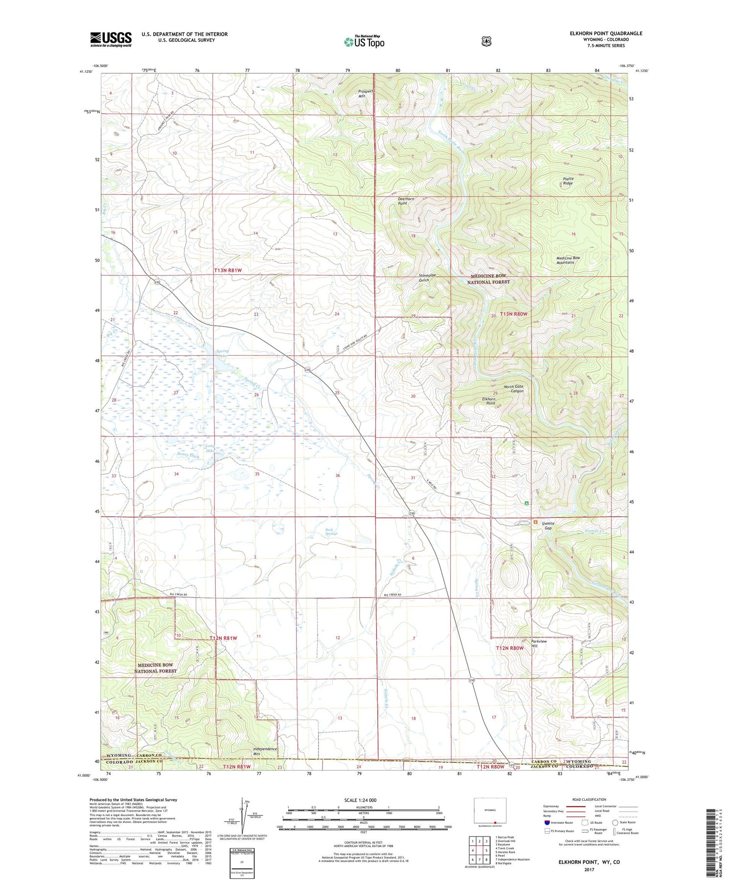 Elkhorn Point Wyoming US Topo Map Image