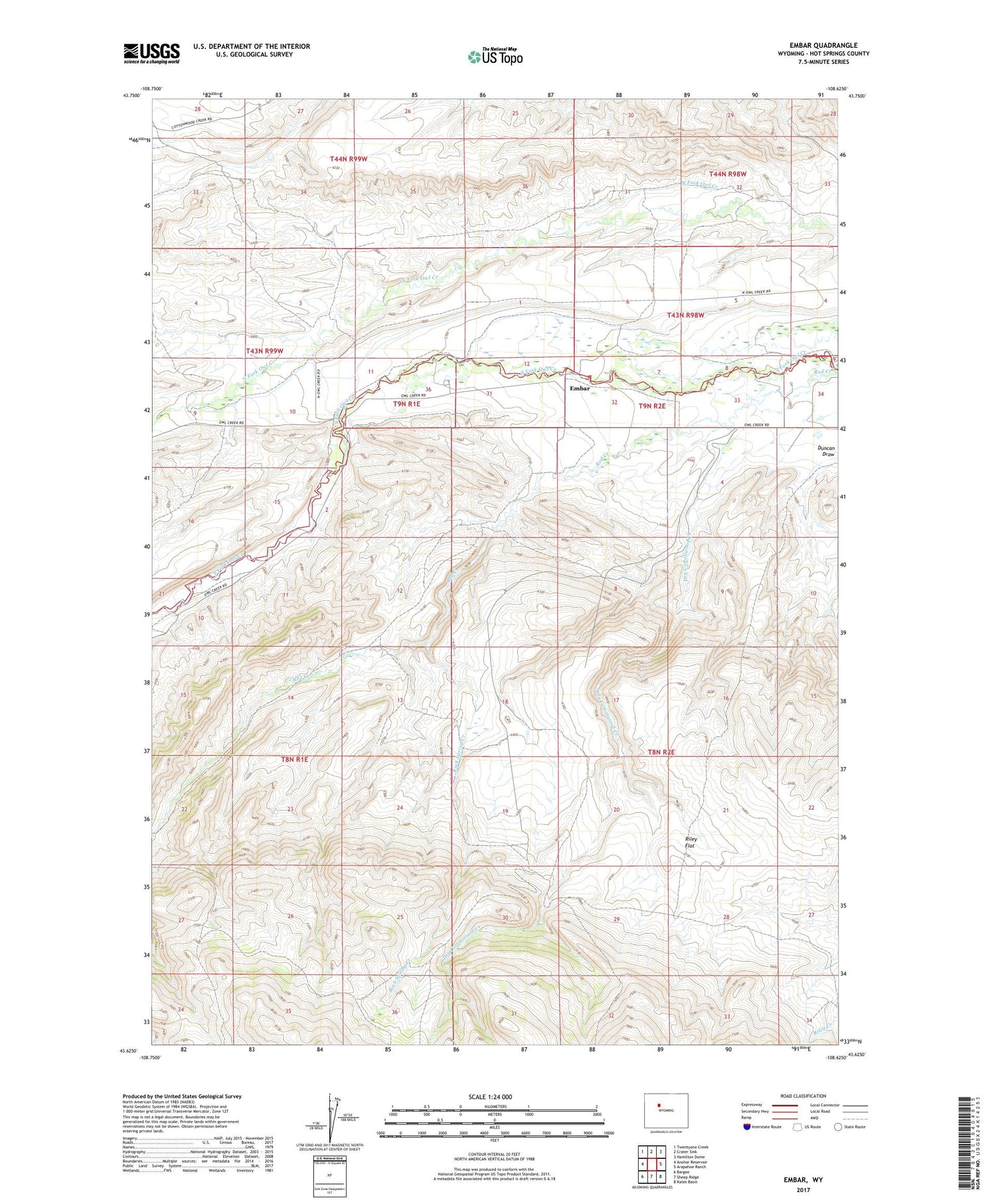 Embar Wyoming US Topo Map Image