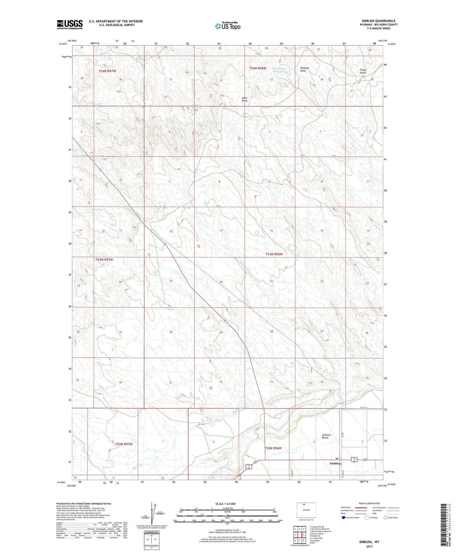 Emblem Wyoming US Topo Map Image