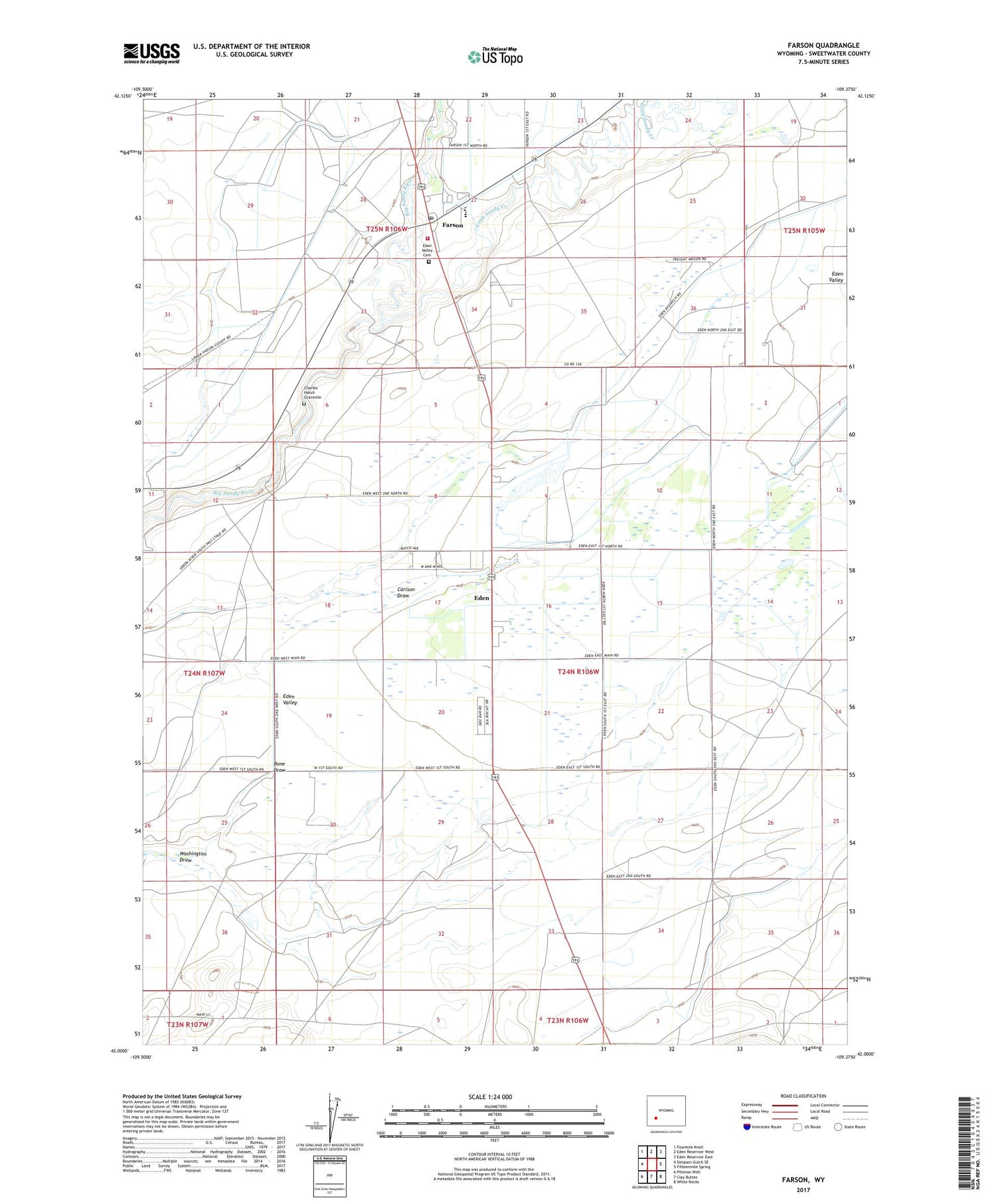 Farson Wyoming US Topo Map Image