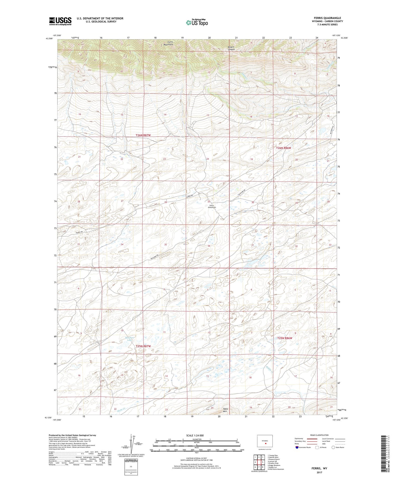Ferris Wyoming US Topo Map Image