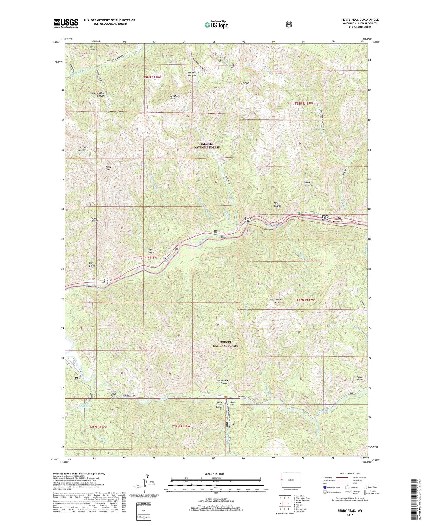 Ferry Peak Wyoming US Topo Map Image