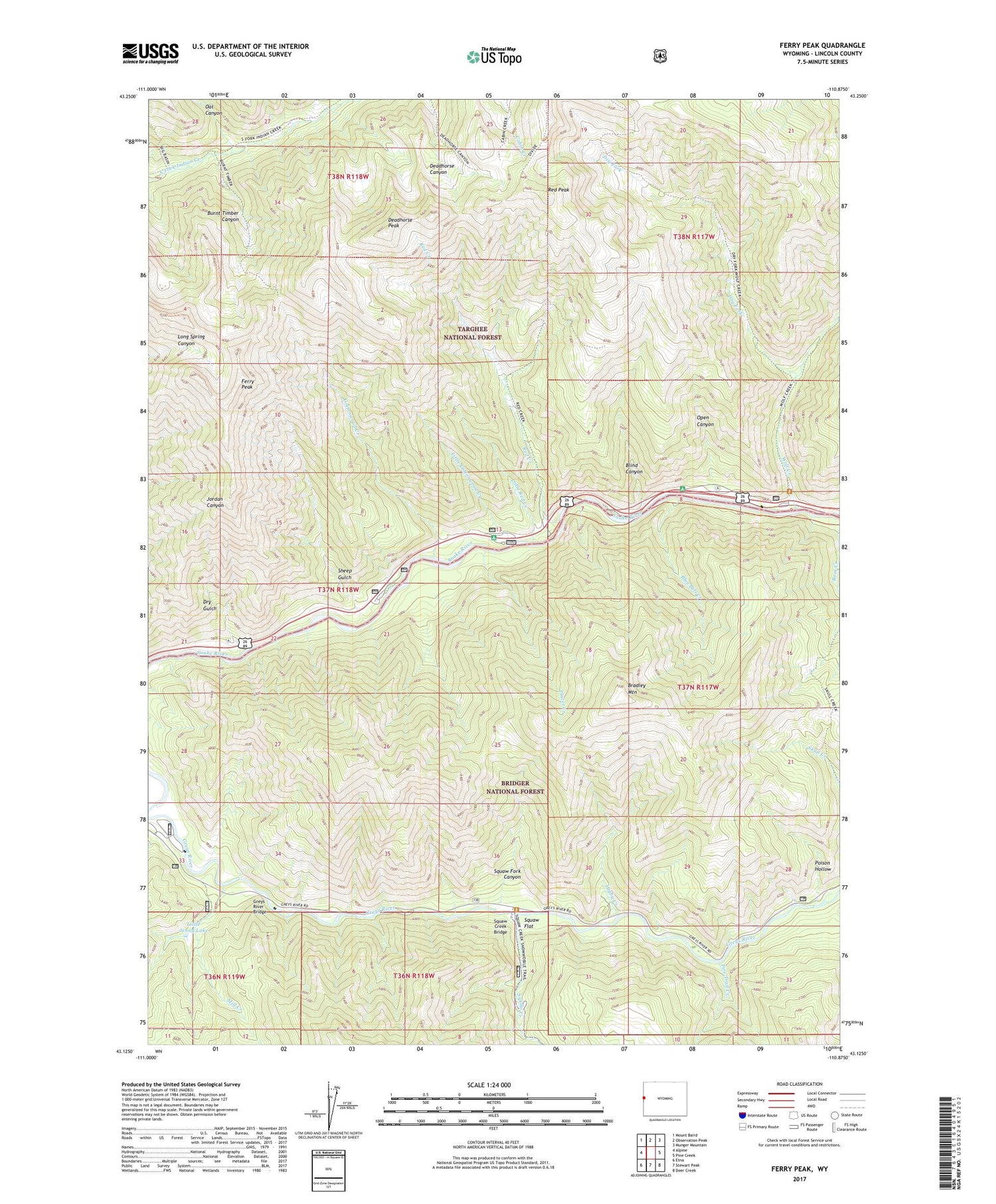Ferry Peak Wyoming US Topo Map Image