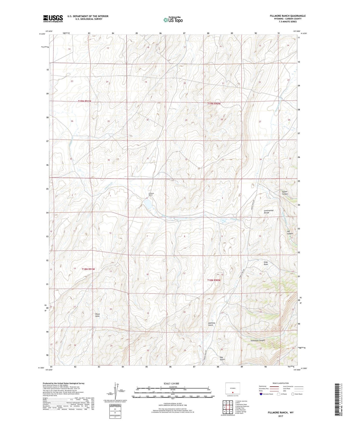 Fillmore Ranch Wyoming US Topo Map Image