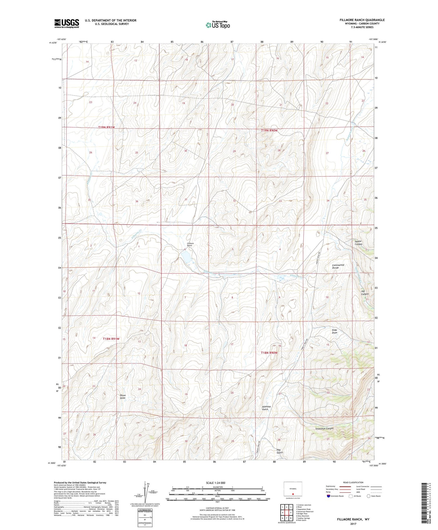 Fillmore Ranch Wyoming US Topo Map Image