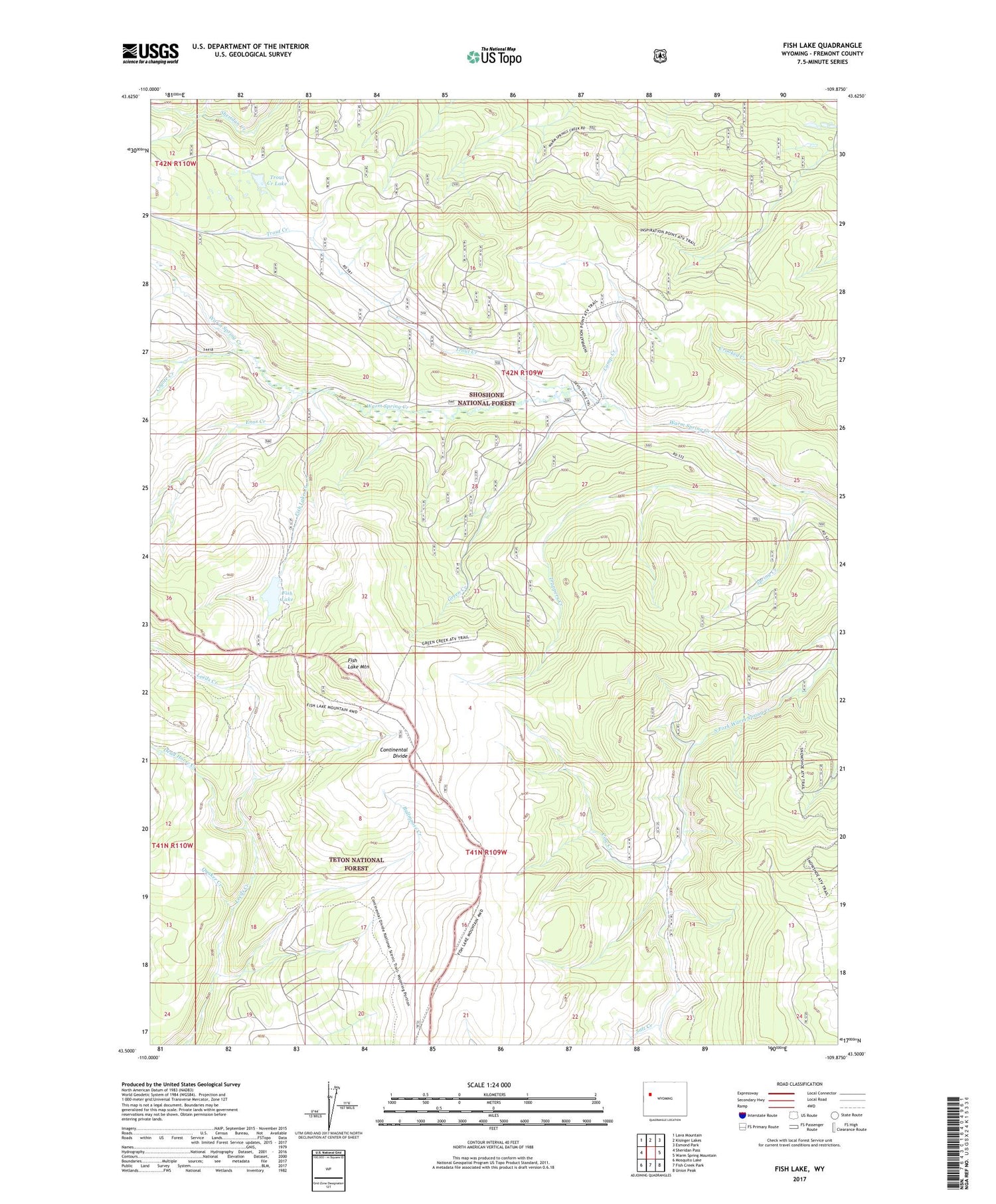 Fish Lake Wyoming US Topo Map Image