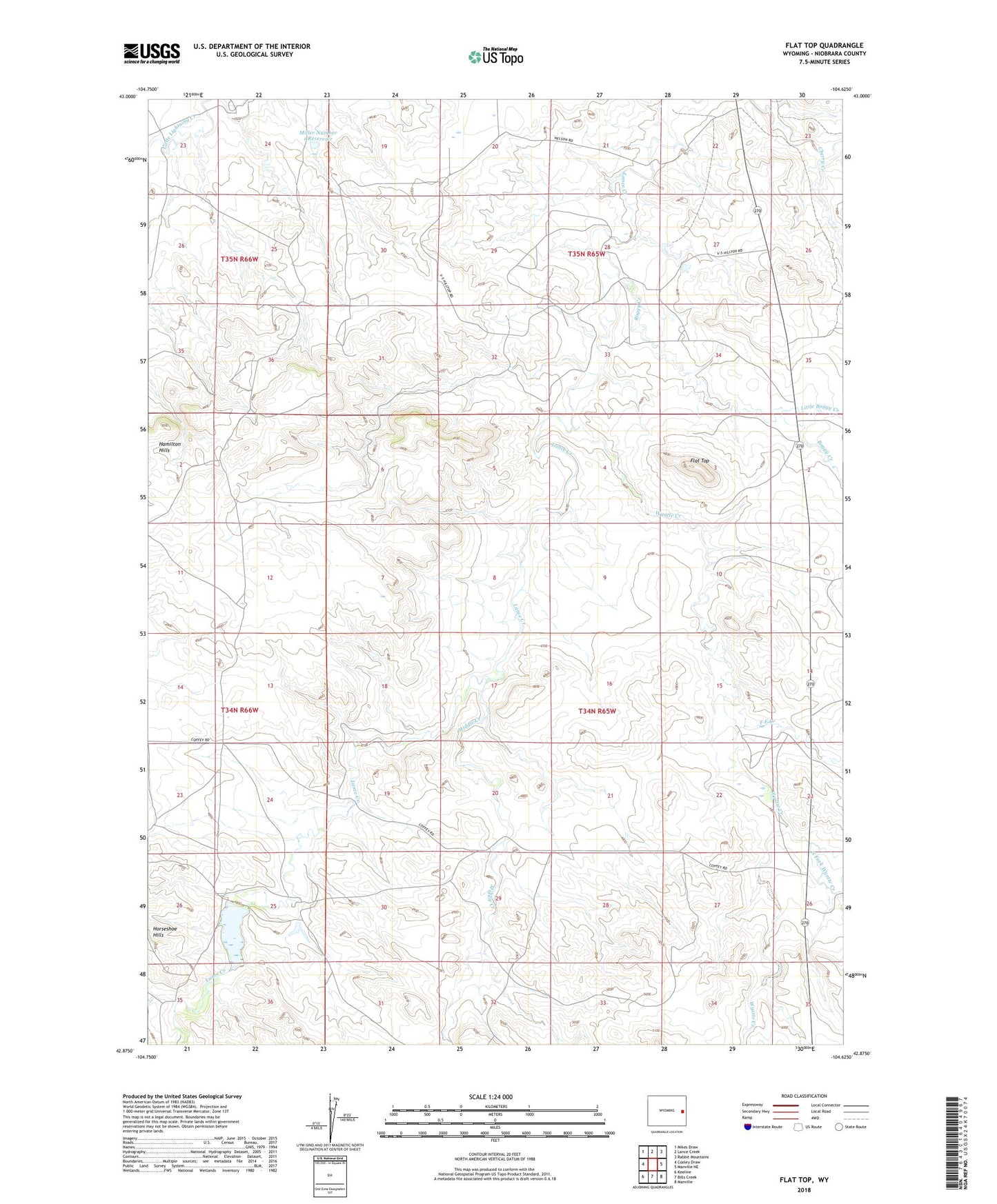 Flat Top Wyoming US Topo Map Image