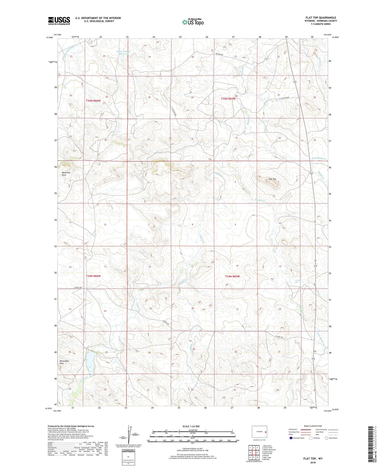 Flat Top Wyoming US Topo Map Image