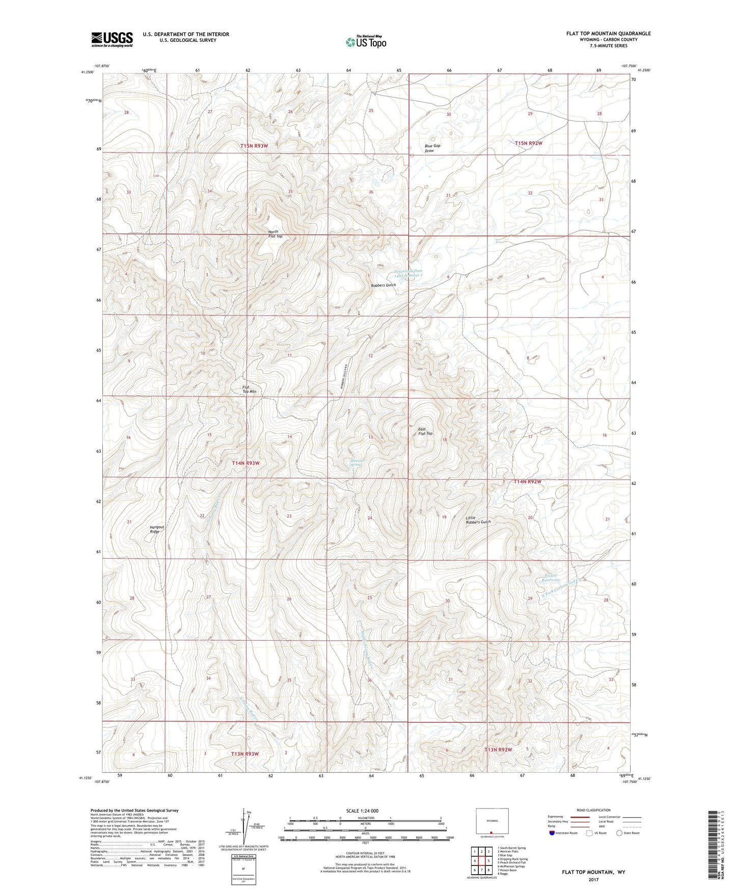Flat Top Mountain Wyoming US Topo Map Image