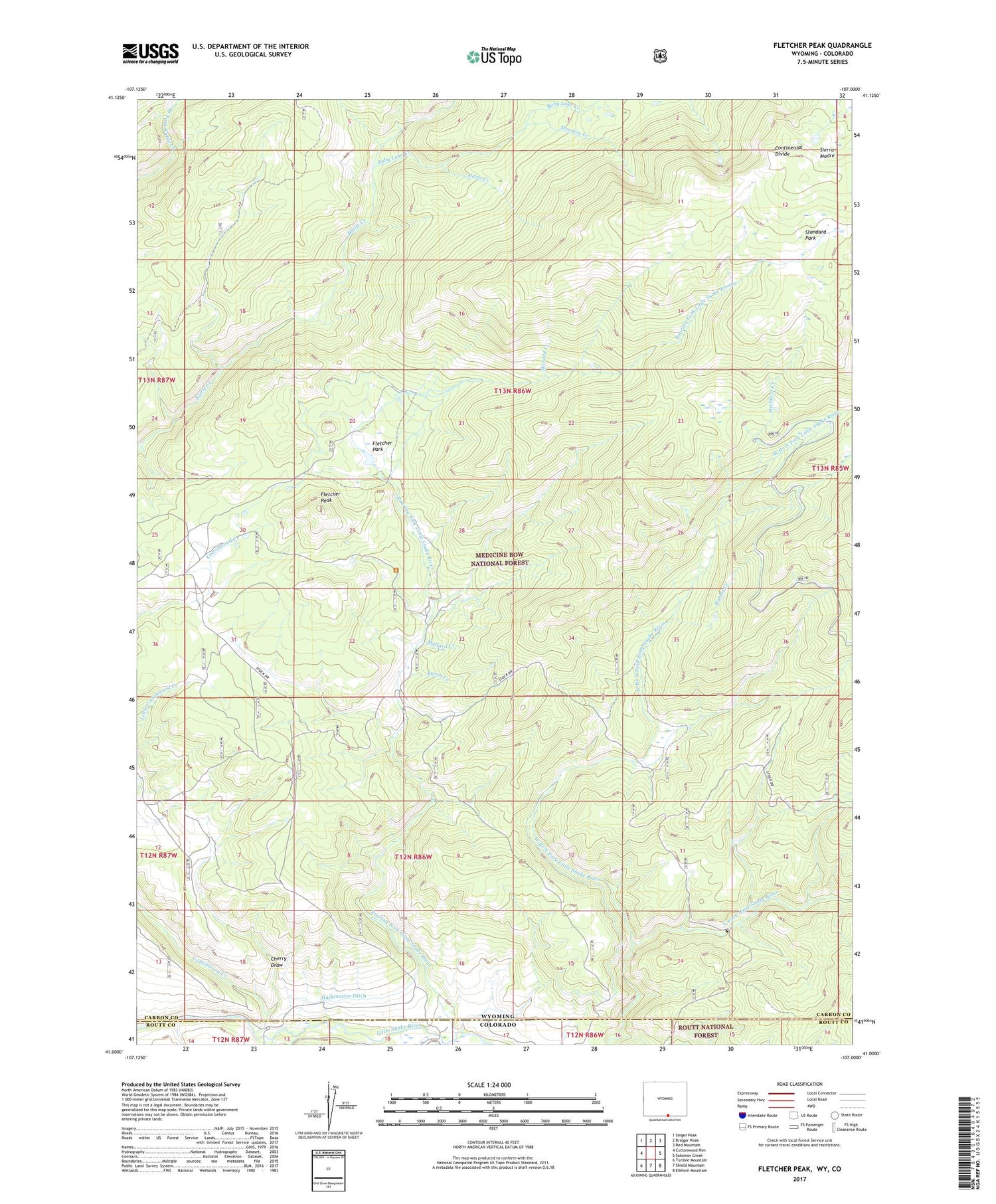 Fletcher Peak Wyoming US Topo Map Image