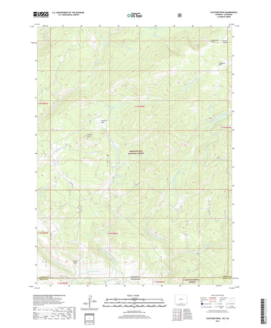 Fletcher Peak Wyoming US Topo Map Image