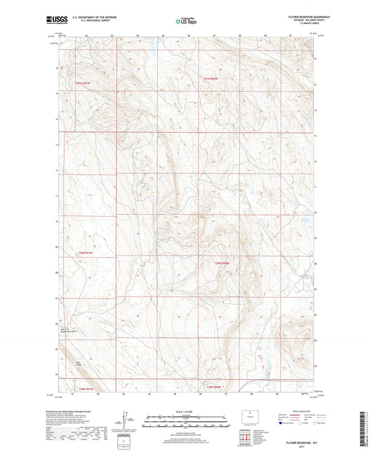 Flitner Reservoir Wyoming US Topo Map Image