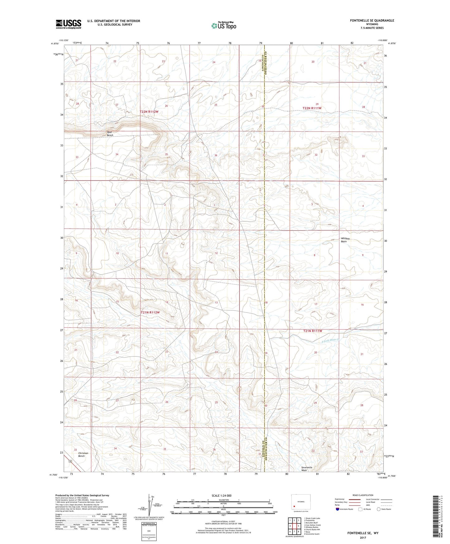 Fontenelle SE Wyoming US Topo Map Image