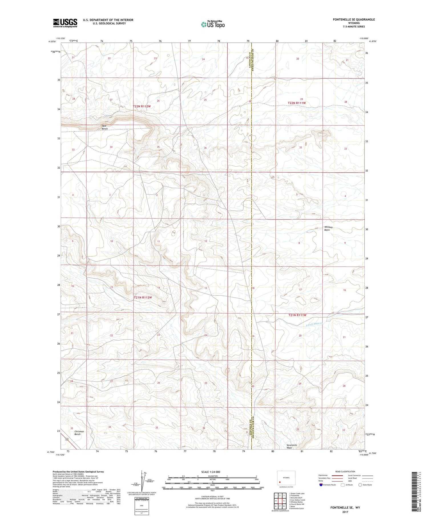 Fontenelle SE Wyoming US Topo Map Image