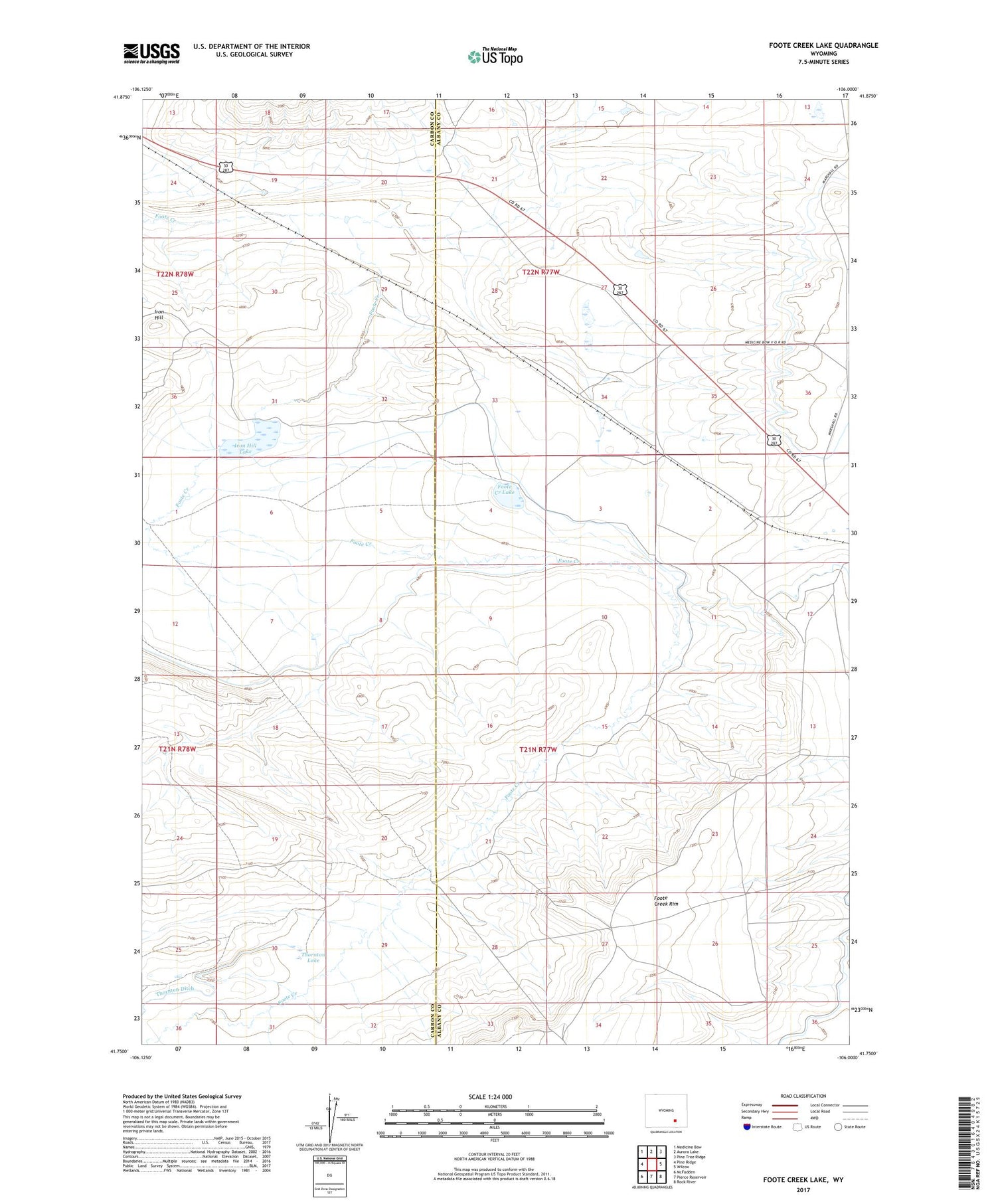 Foote Creek Lake Wyoming US Topo Map Image