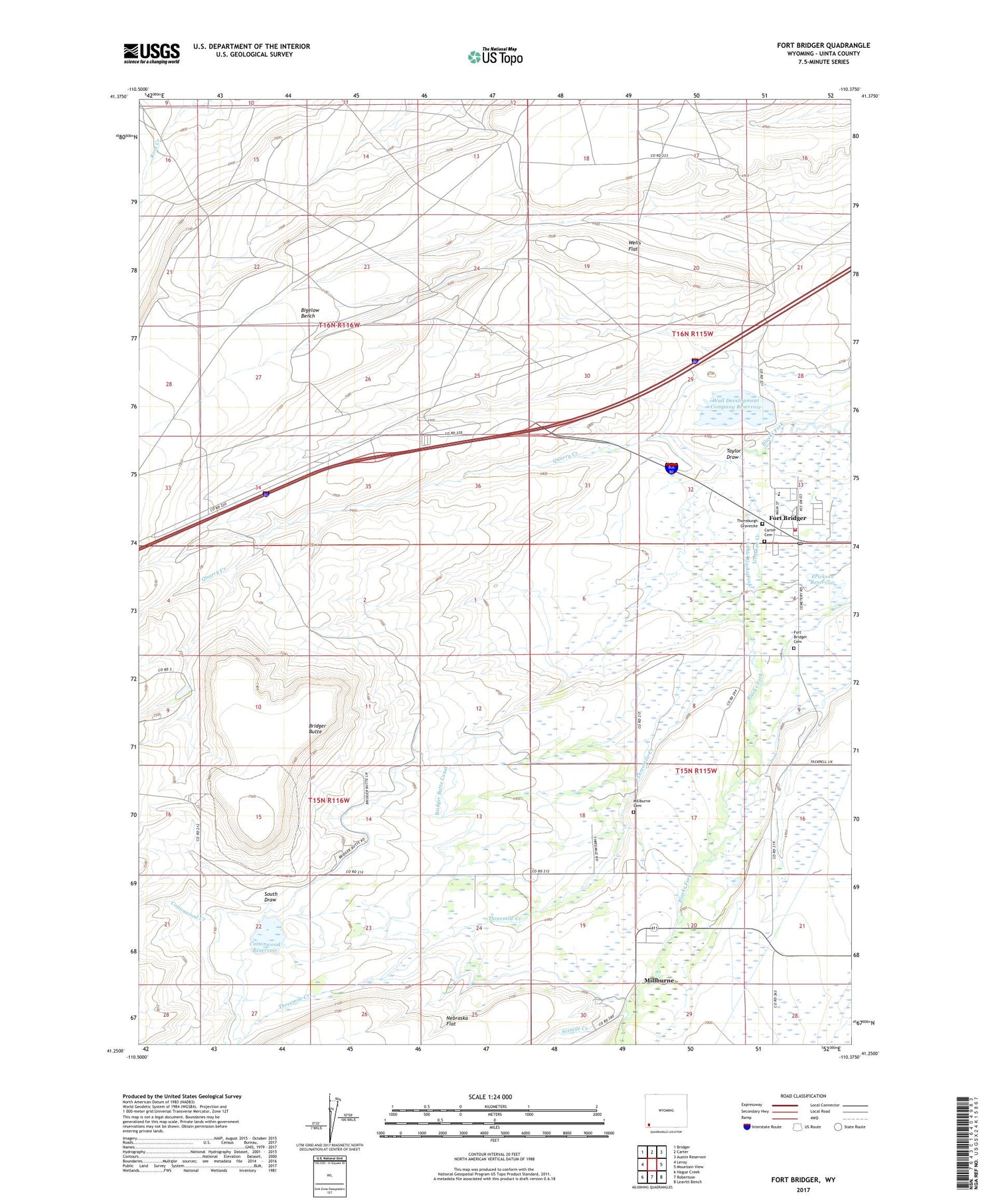 Fort Bridger Wyoming US Topo Map Image