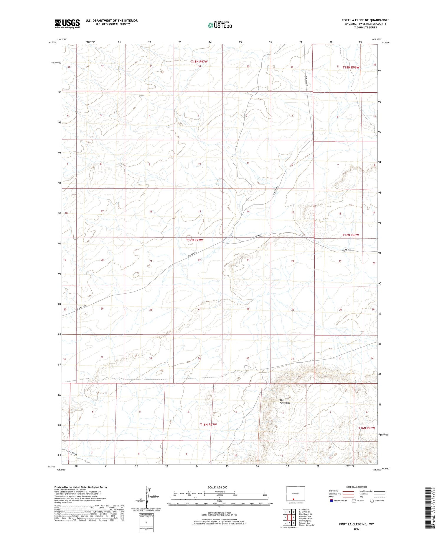 Fort La Clede NE Wyoming US Topo Map Image