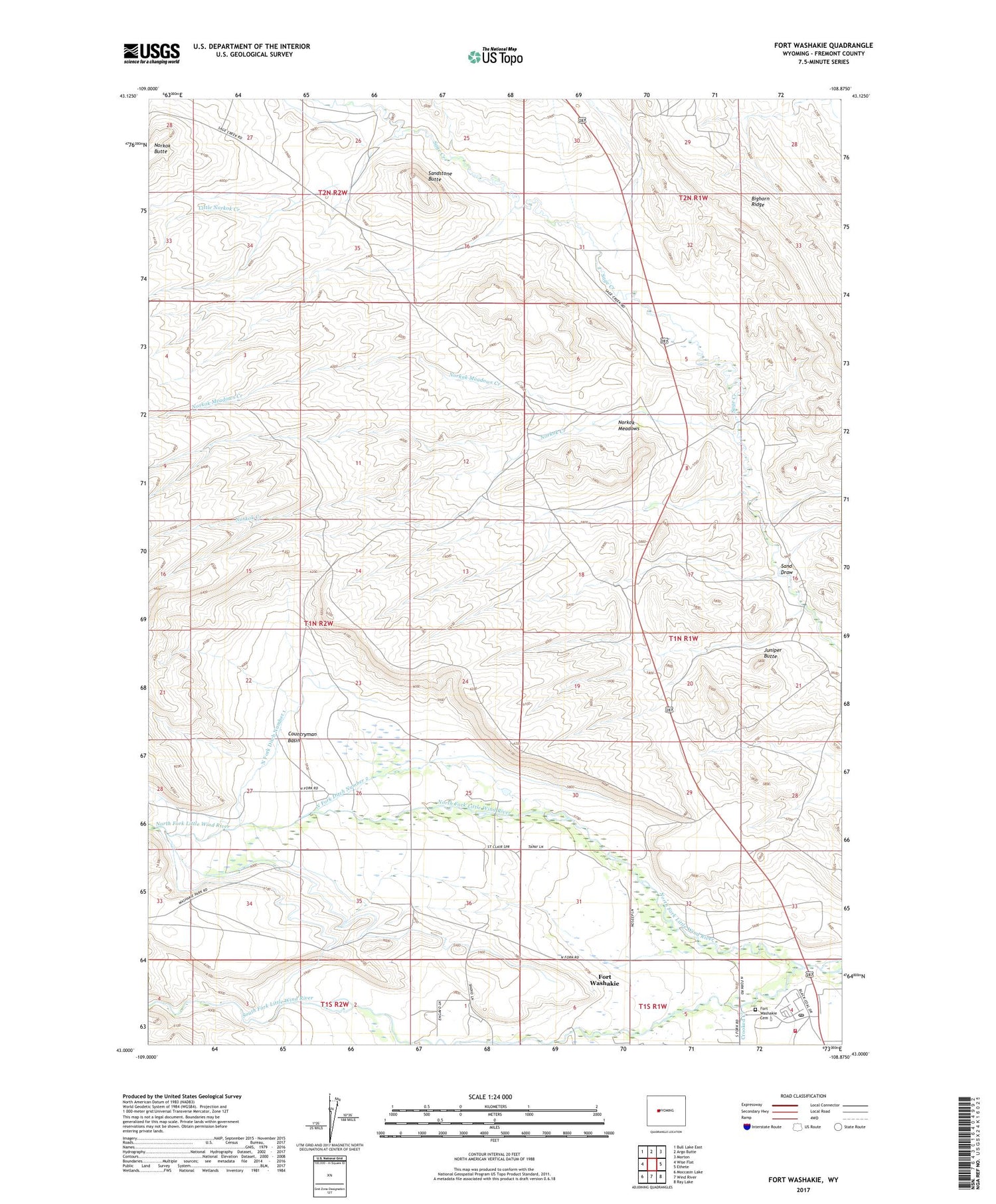 Fort Washakie Wyoming US Topo Map Image