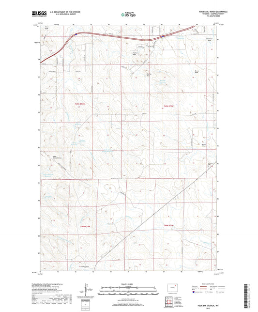 Four Bar J Ranch Wyoming US Topo Map Image