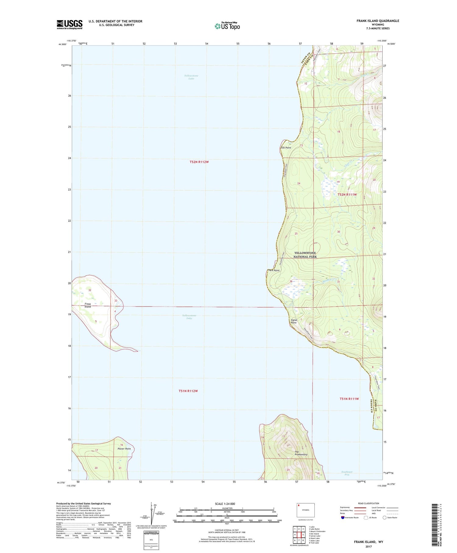 Frank Island Wyoming US Topo Map Image