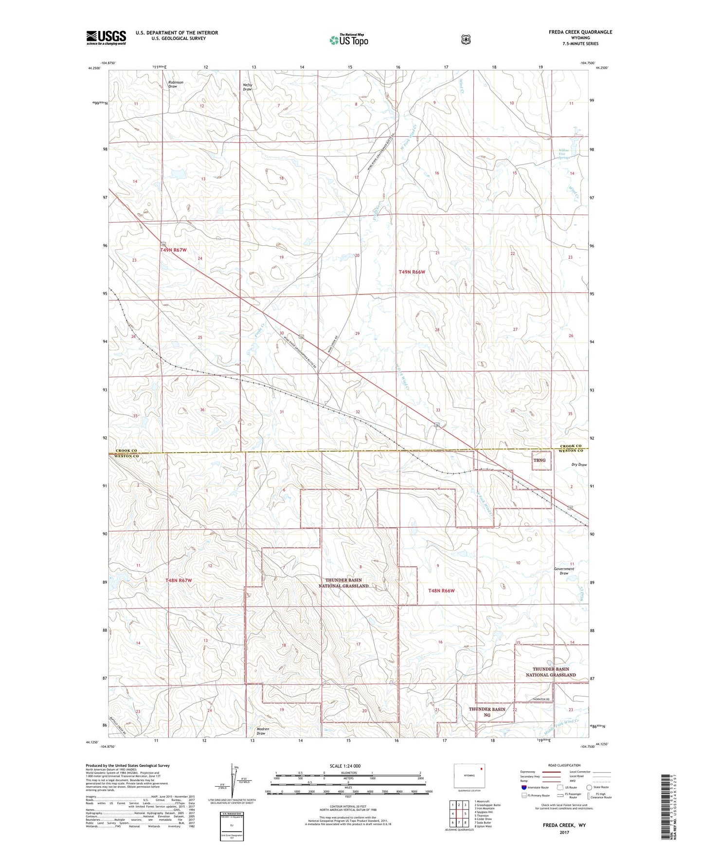 Freda Creek Wyoming US Topo Map Image