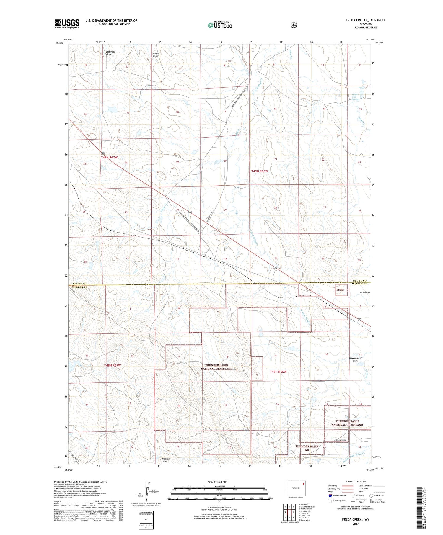 Freda Creek Wyoming US Topo Map Image