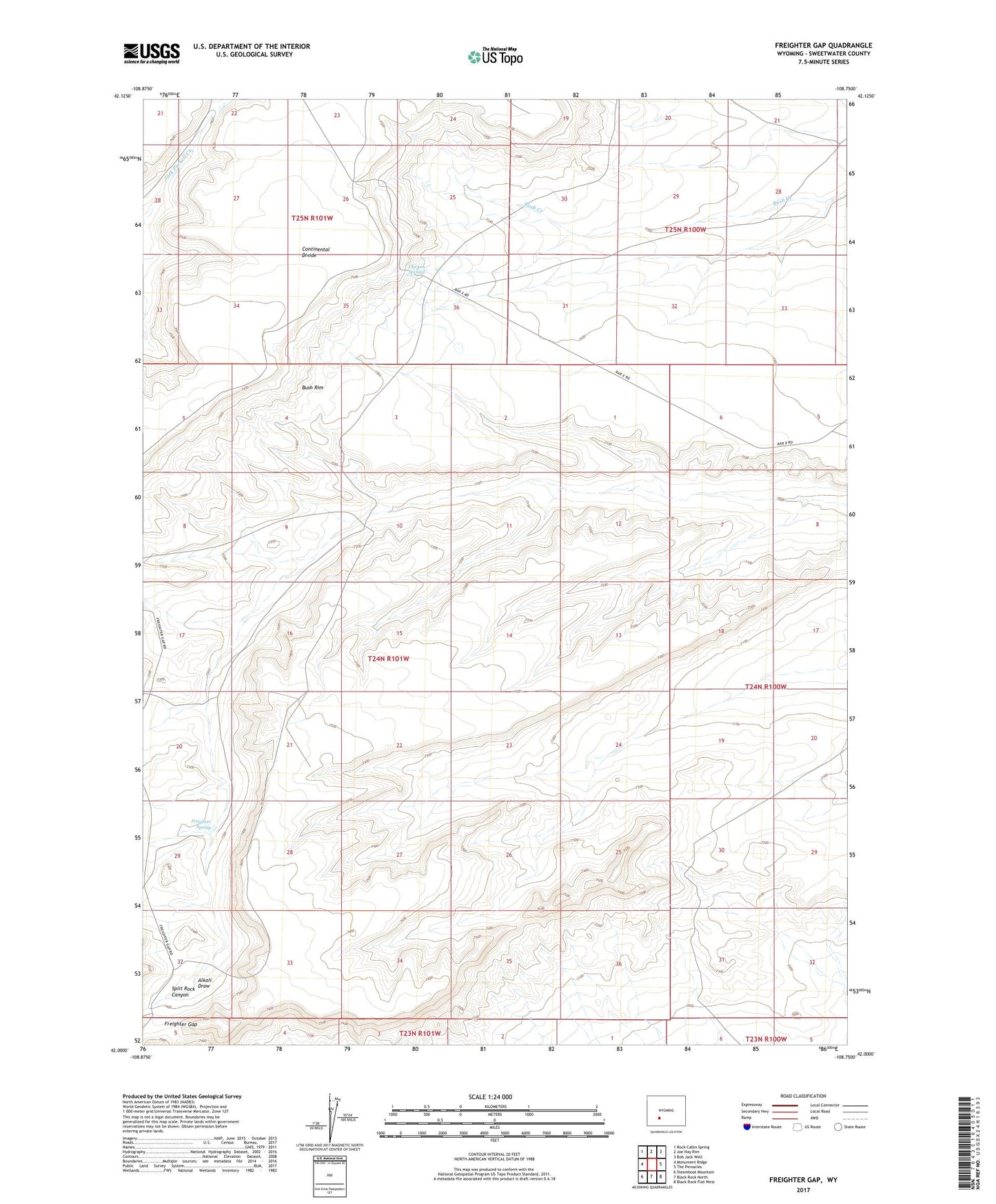 Freighter Gap Wyoming US Topo Map Image