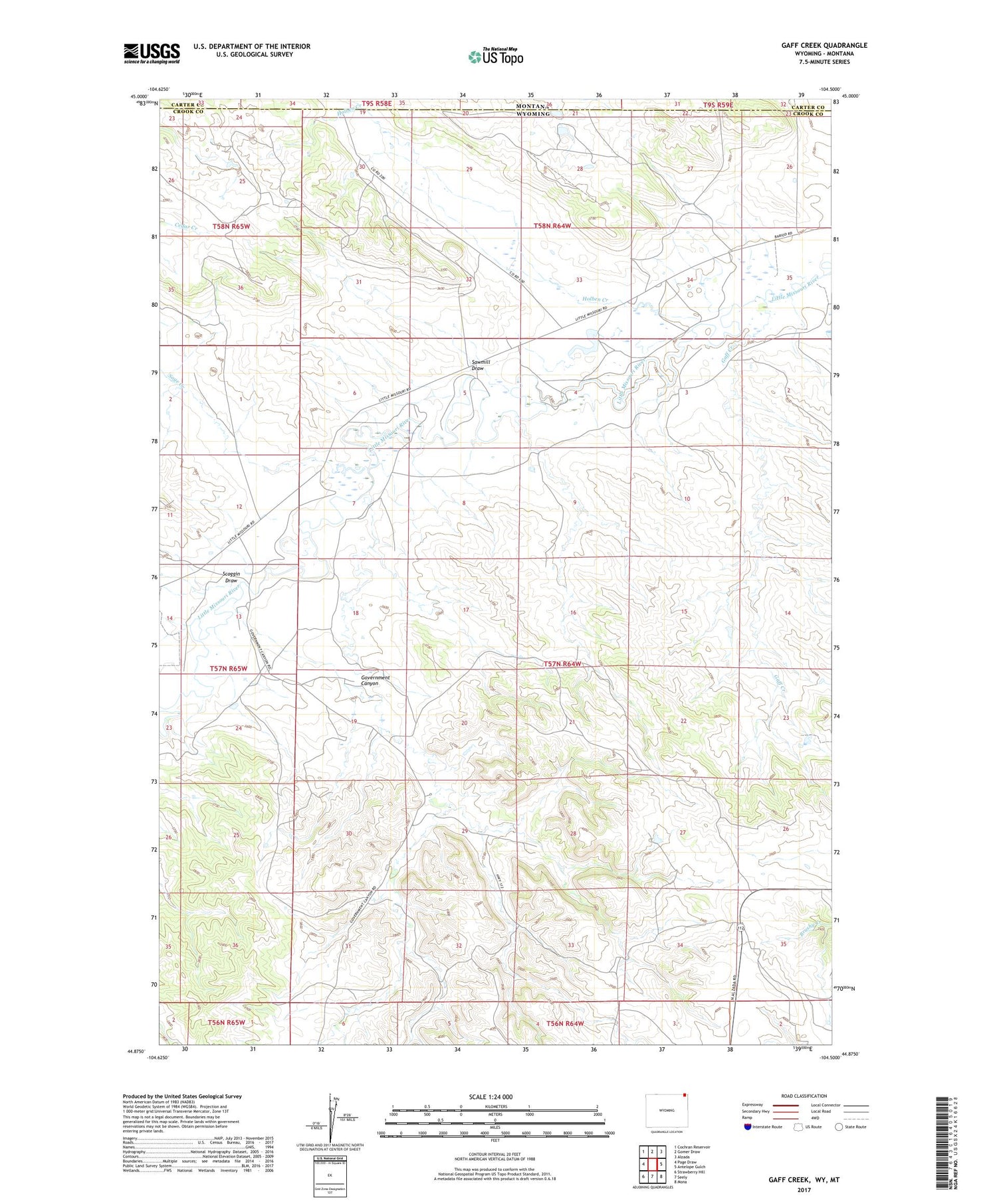 Gaff Creek Wyoming US Topo Map Image