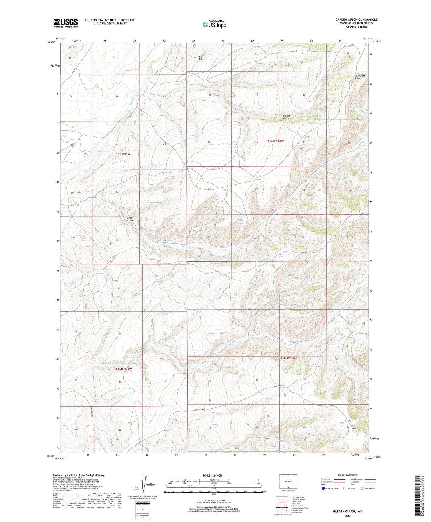 Garden Gulch Wyoming US Topo Map Image