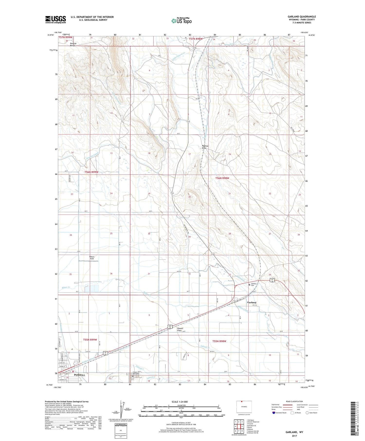 Garland Wyoming US Topo Map Image