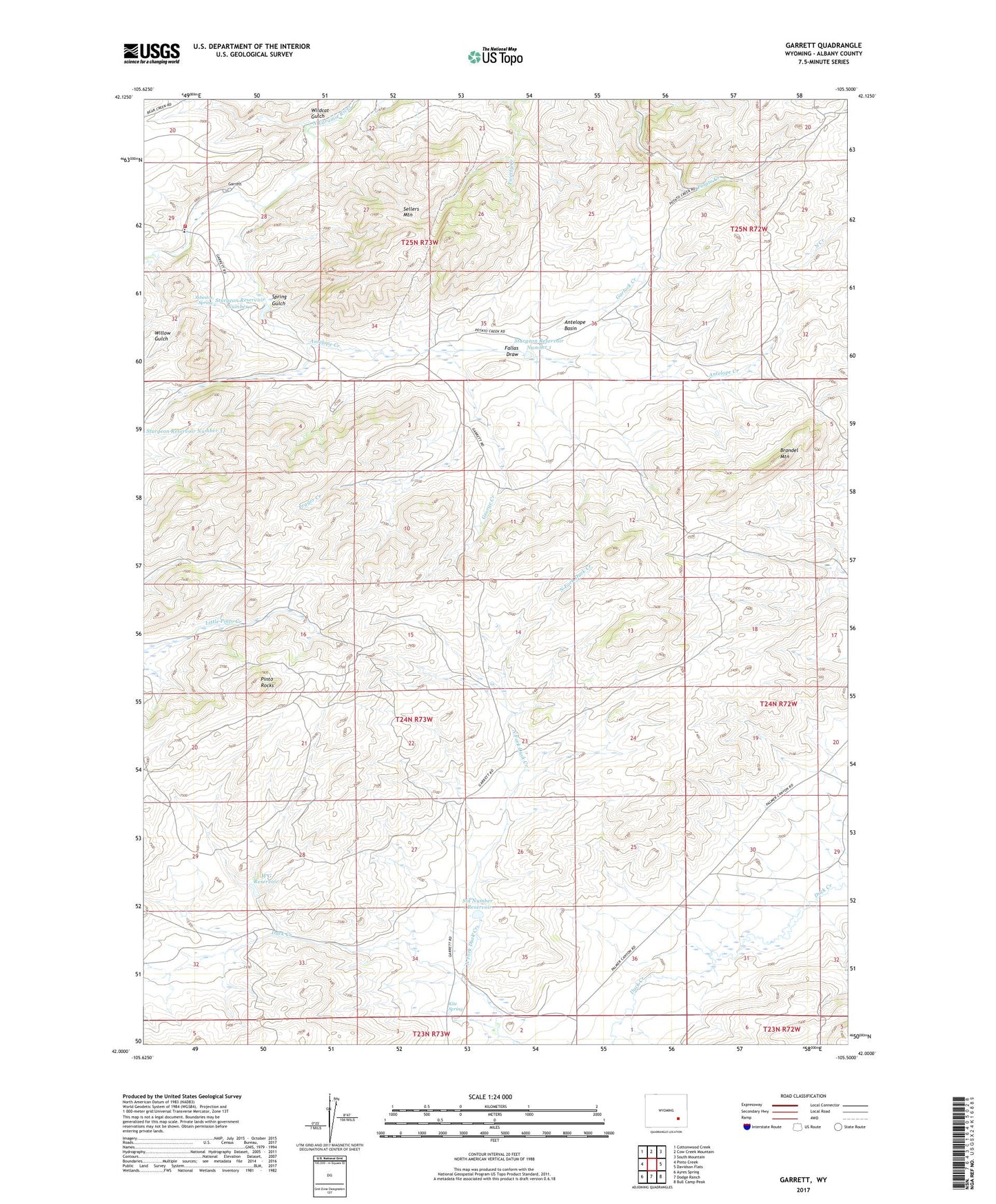 Garrett Wyoming US Topo Map Image