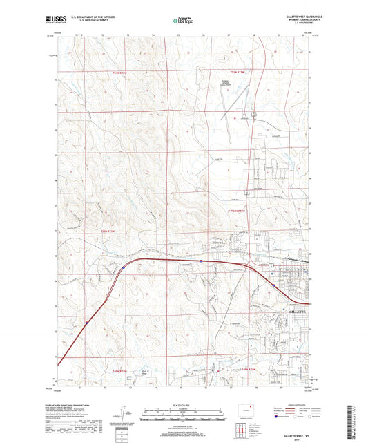 Gillette West Wyoming US Topo Map Image