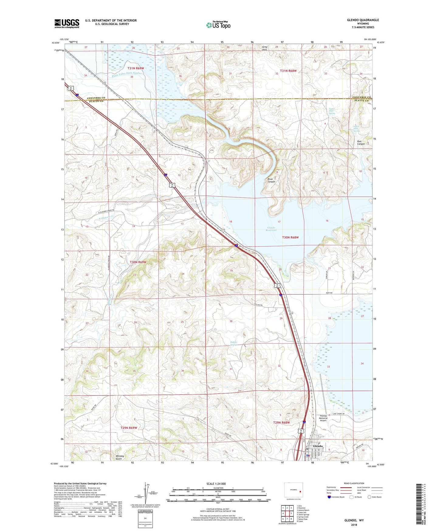 Glendo Wyoming US Topo Map Image