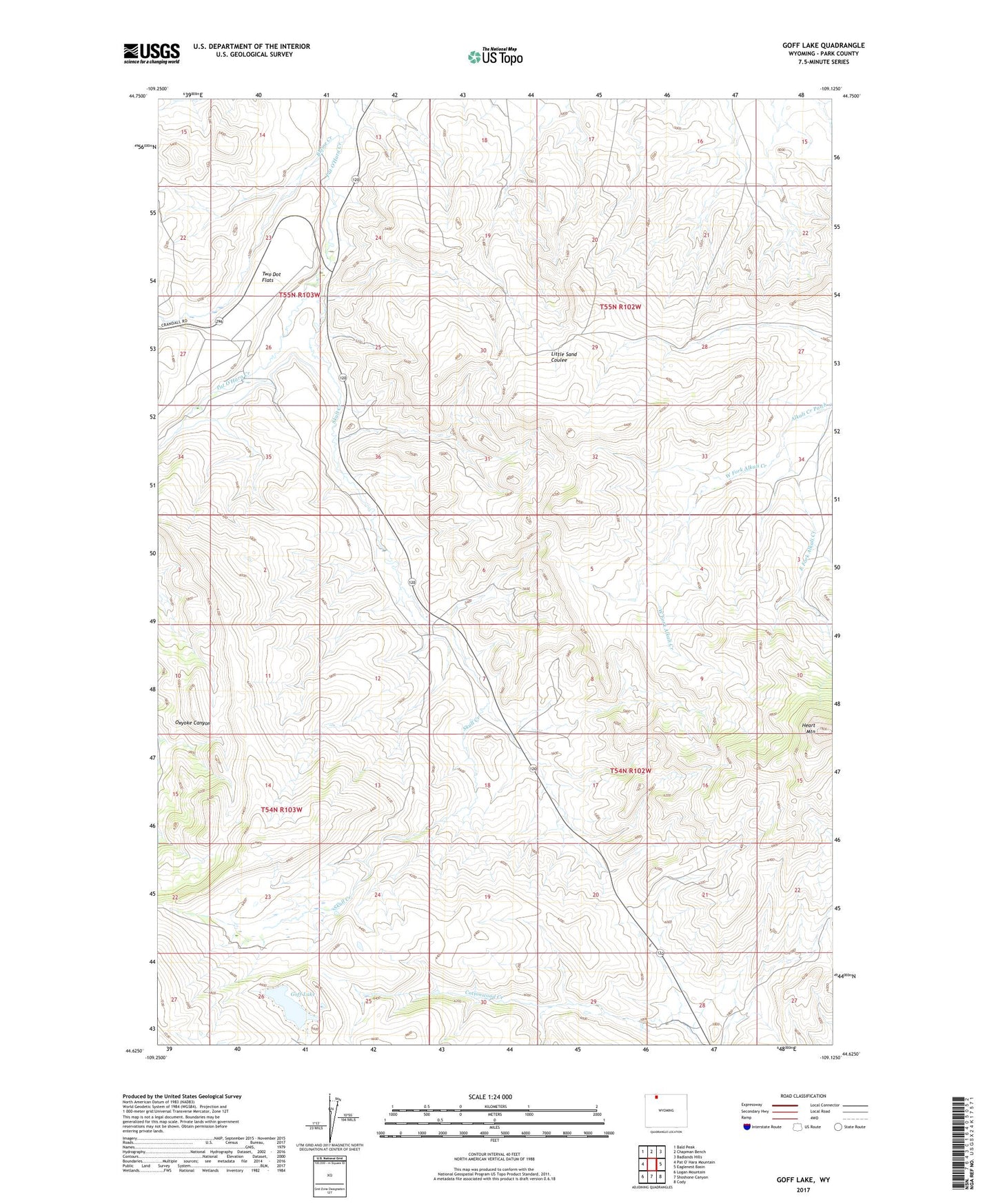 Goff Lake Wyoming US Topo Map Image