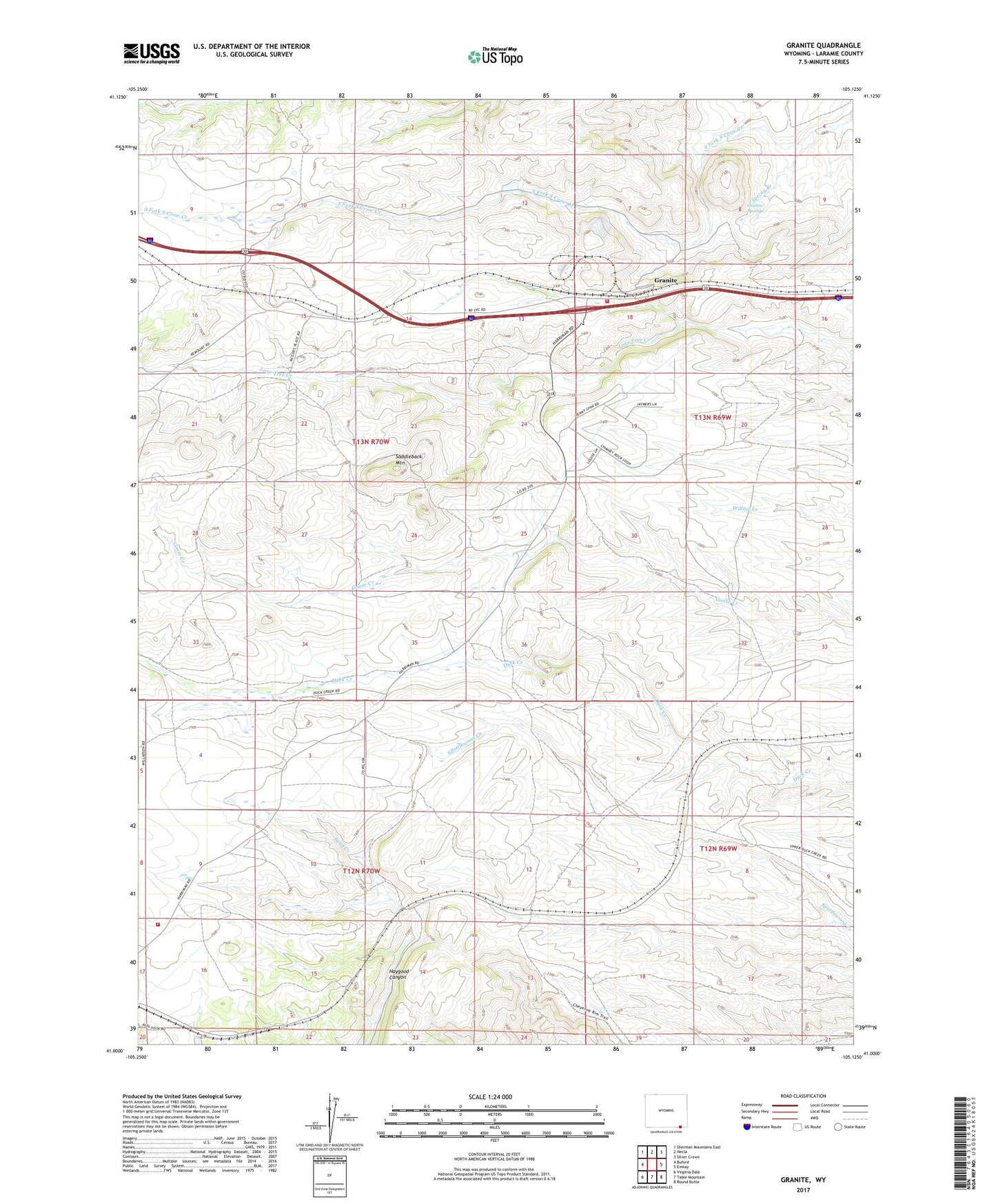 Granite Wyoming US Topo Map Image