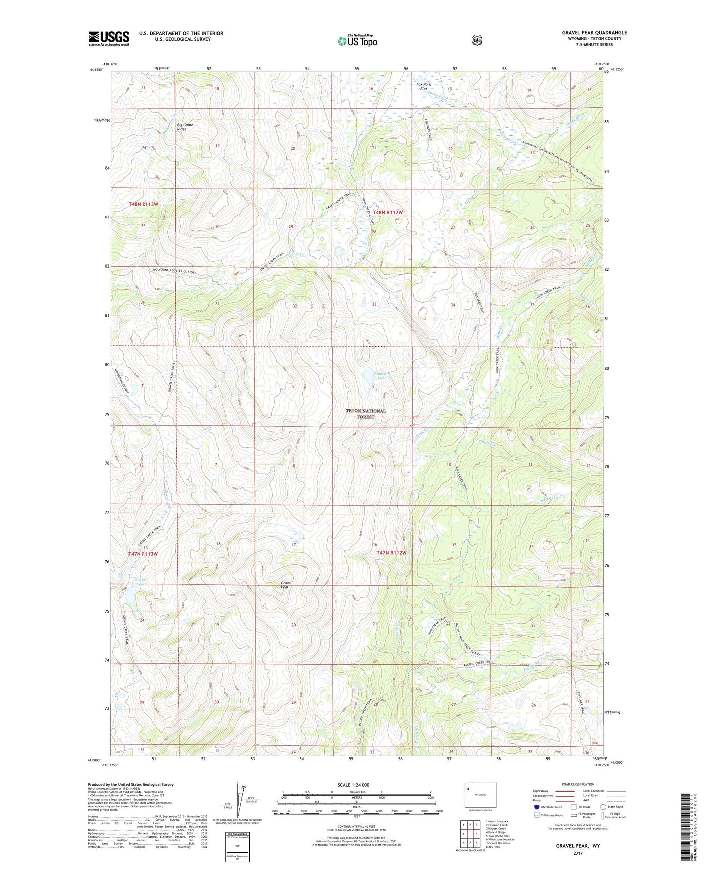 Gravel Peak Wyoming US Topo Map Image