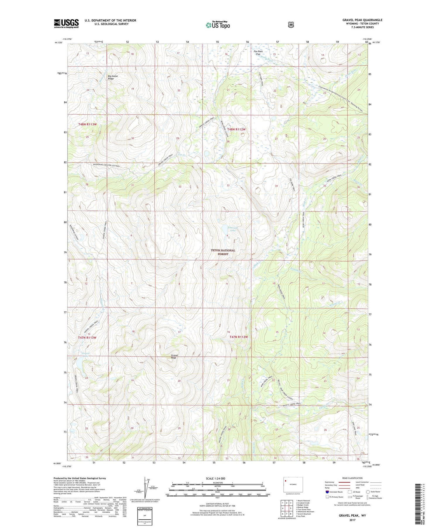 Gravel Peak Wyoming US Topo Map Image