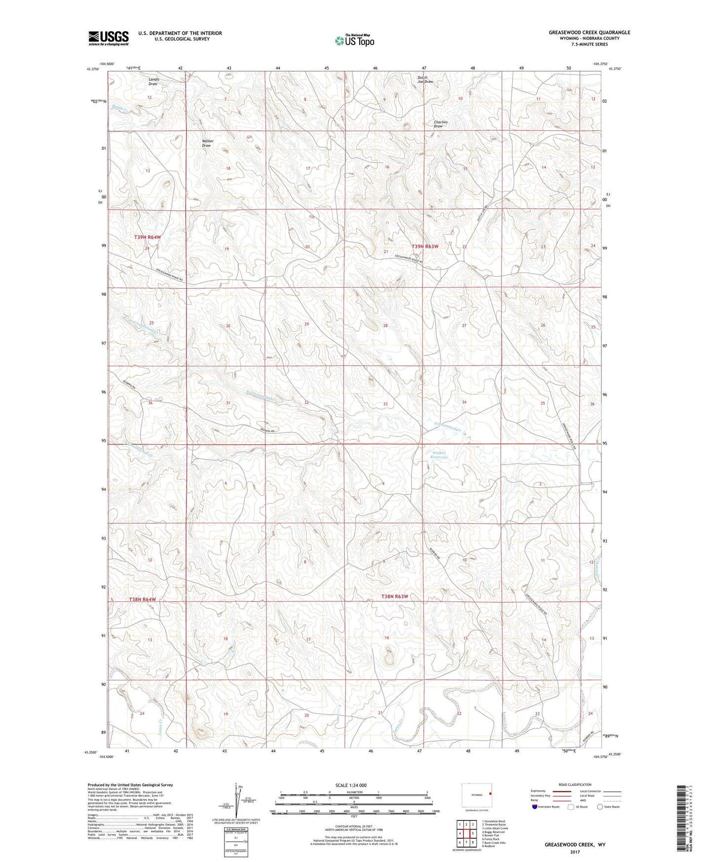 Greasewood Creek Wyoming US Topo Map Image